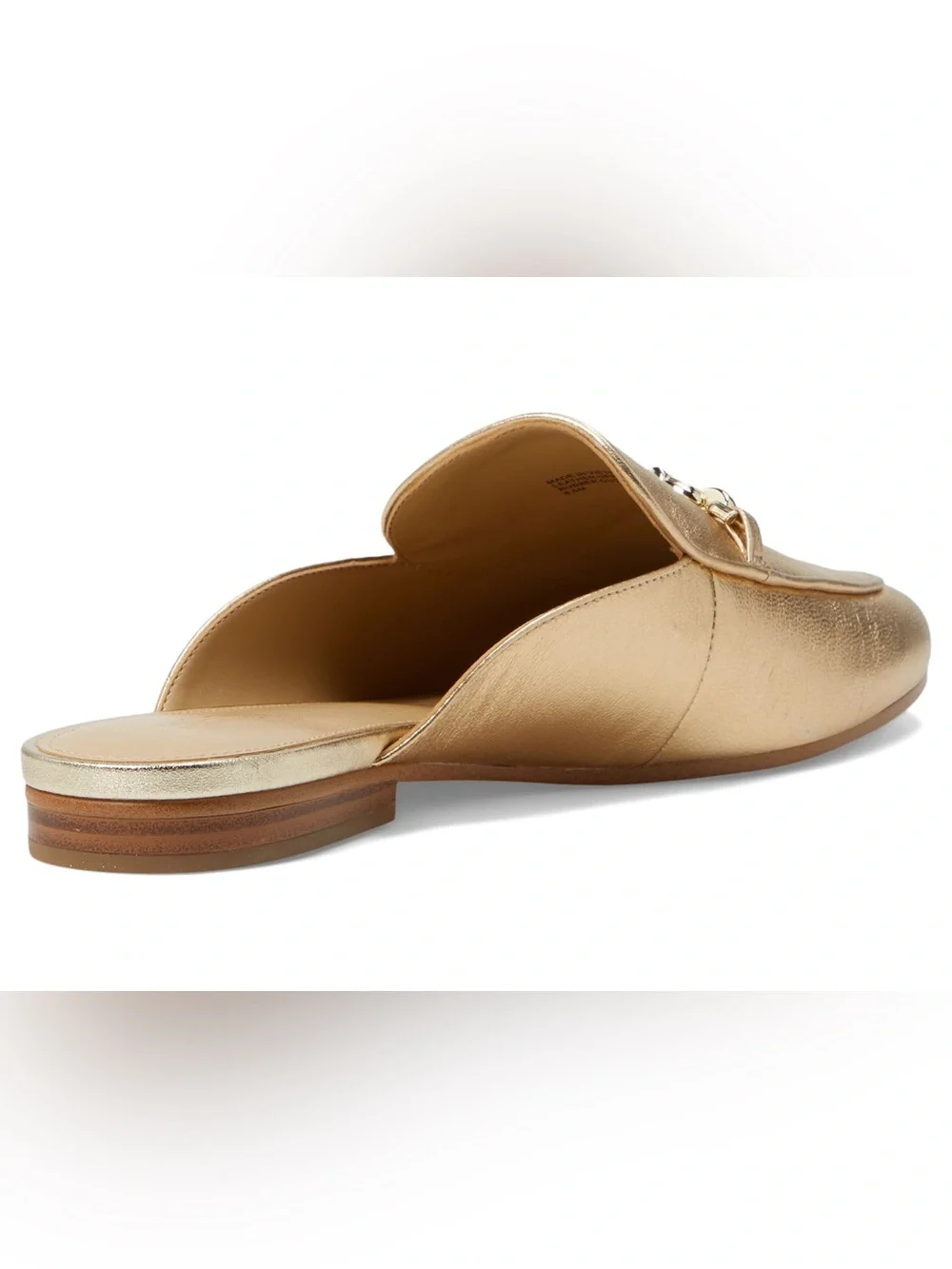 Michael Kors Metallic Gold Slip-On Chain-Accent Mules